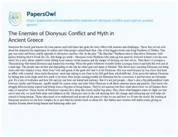 Essay on The Enemies of Dionysus: Conflict and Myth in Ancient Greece