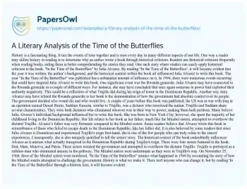 Essay on A Literary Analysis of the Time of the Butterflies