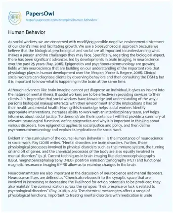 Essay on Human Behavior