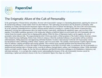 Essay on The Enigmatic Allure of the Cult of Personality