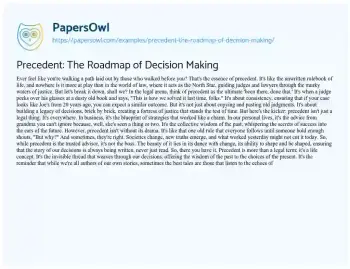 Essay on Precedent: the Roadmap of Decision Making