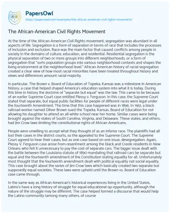 Essay on The African-American Civil Rights Movement