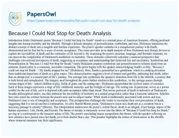 Essay on Because i could not Stop for Death: Analysis