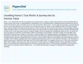 Essay on Unveiling Honor’s True Worth: a Journey into its Intrinsic Value