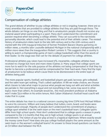 Essay on Compensation of College Athletes