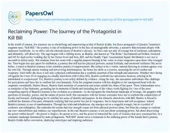 Essay on Reclaiming Power: the Journey of the Protagonist in Kill Bill