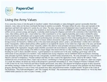 Essay on Living the Army Values