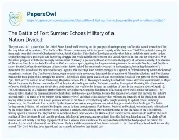 Essay on The Battle of Fort Sumter: Echoes Military of a Nation Divided