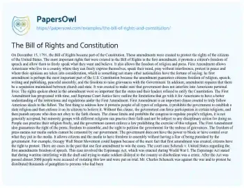 Essay on The Bill of Rights and Constitution