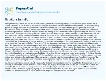 Essay on Relations in India