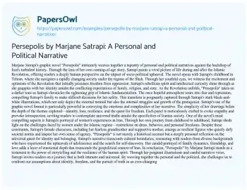 Essay on Persepolis by Marjane Satrapi: a Personal and Political Narrative