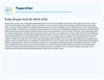 Essay on Kobe Bryant and his Work Ethic