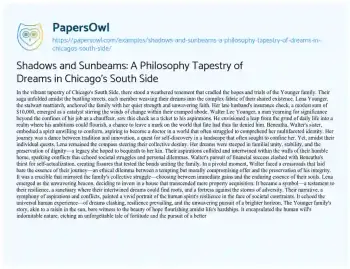 Essay on Shadows and Sunbeams: a Philosophy Tapestry of Dreams in Chicago’s South Side