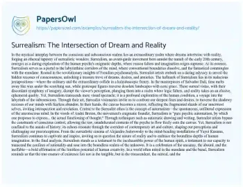 Essay on Surrealism: the Intersection of Dream and Reality