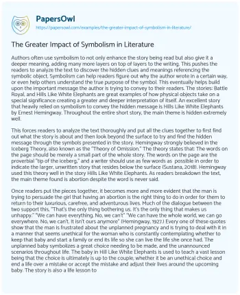 Essay on The Greater Impact of Symbolism in Literature