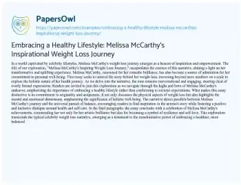 Essay on Embracing a Healthy Lifestyle: Melissa McCarthy’s Inspirational Weight Loss Journey