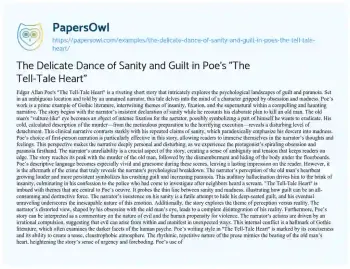 Essay on The Delicate Dance of Sanity and Guilt in Poe’s “The Tell-Tale Heart”