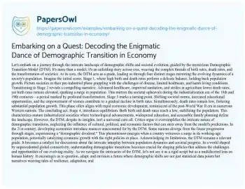 Essay on Embarking on a Quest: Decoding the Enigmatic Dance of Demographic Transition in Economy