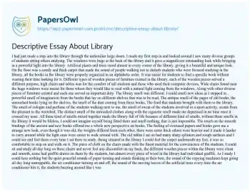 Essay on Descriptive Essay about Library