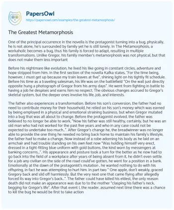 Essay on The Greatest Metamorphosis