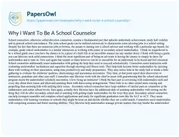 Essay on Why i Want to be a School Counselor: Supporting Students for Success