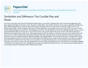 Essay on Similarities and Difference the Crucible Play and Movie