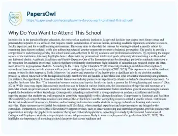 Essay on Why do you Want to Attend this School