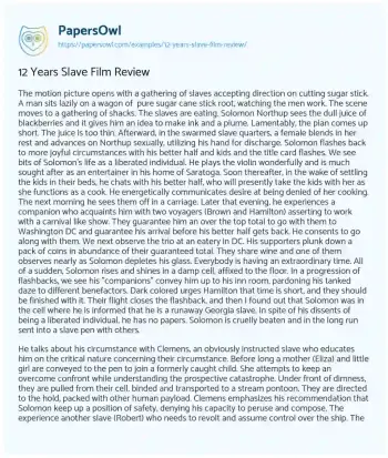 Essay on 12 Years Slave Film Review