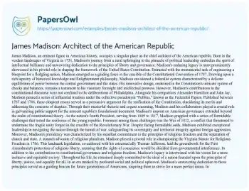 Essay on James Madison: Architect of the American Republic