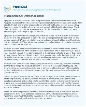 Essay on Programmed Cell Death (Apoptosis)