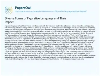 Essay on Diverse Forms of Figurative Language and their Impact