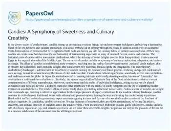 Essay on Candies: a Symphony of Sweetness and Culinary Creativity