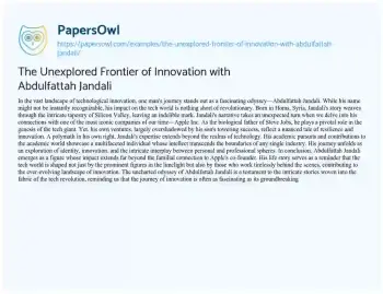 Essay on The Unexplored Frontier of Innovation with Abdulfattah Jandali