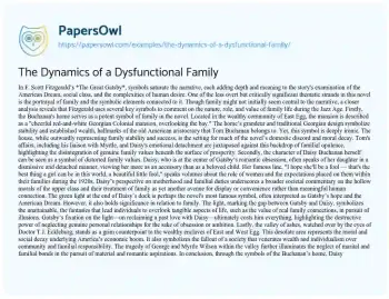 Essay on The Dynamics of a Dysfunctional Family