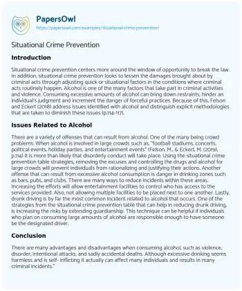 Essay on Situational Crime Prevention