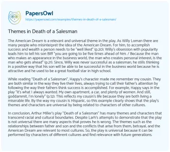 Essay on Themes in Death of a Salesman