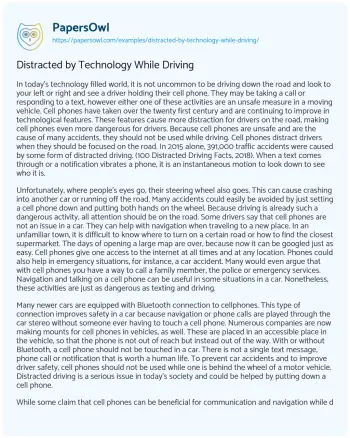 Essay on Distracted by Technology while Driving