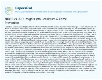 Essay on NIBRS Vs UCR: Insights into Recidivism & Crime Prevention