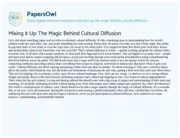 Essay on Mixing it Up: the Magic Behind Cultural Diffusion