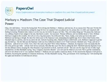 Essay on Marbury V. Madison: the Case that Shaped Judicial Power