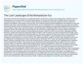 Essay on The Lush Landscape of the Romanticism Era