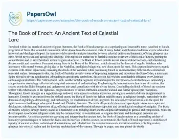 Essay on The Book of Enoch: an Ancient Text of Celestial Lore