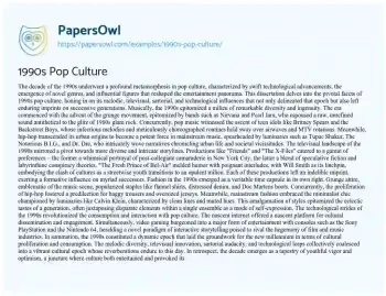 Essay on 1990s Pop Culture