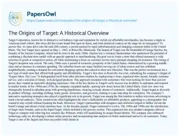 Essay on The Origins of Target: a Historical Overview