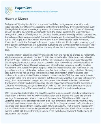 Essay on History of Divorce