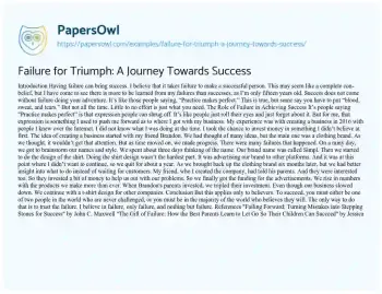 Essay on Failure for Triumph: a Journey Towards Success