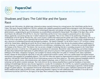 Essay on Shadows and Stars: the Cold War and the Space Race