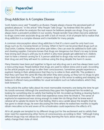 Essay on Drug Addiction is a Complex Disease