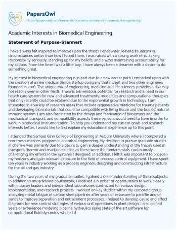 Essay on Academic Interests in Biomedical Engineering