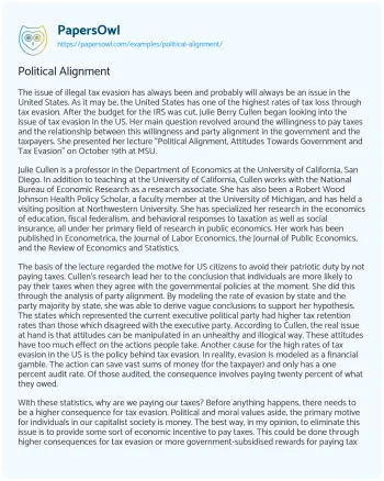 Essay on Political Alignment